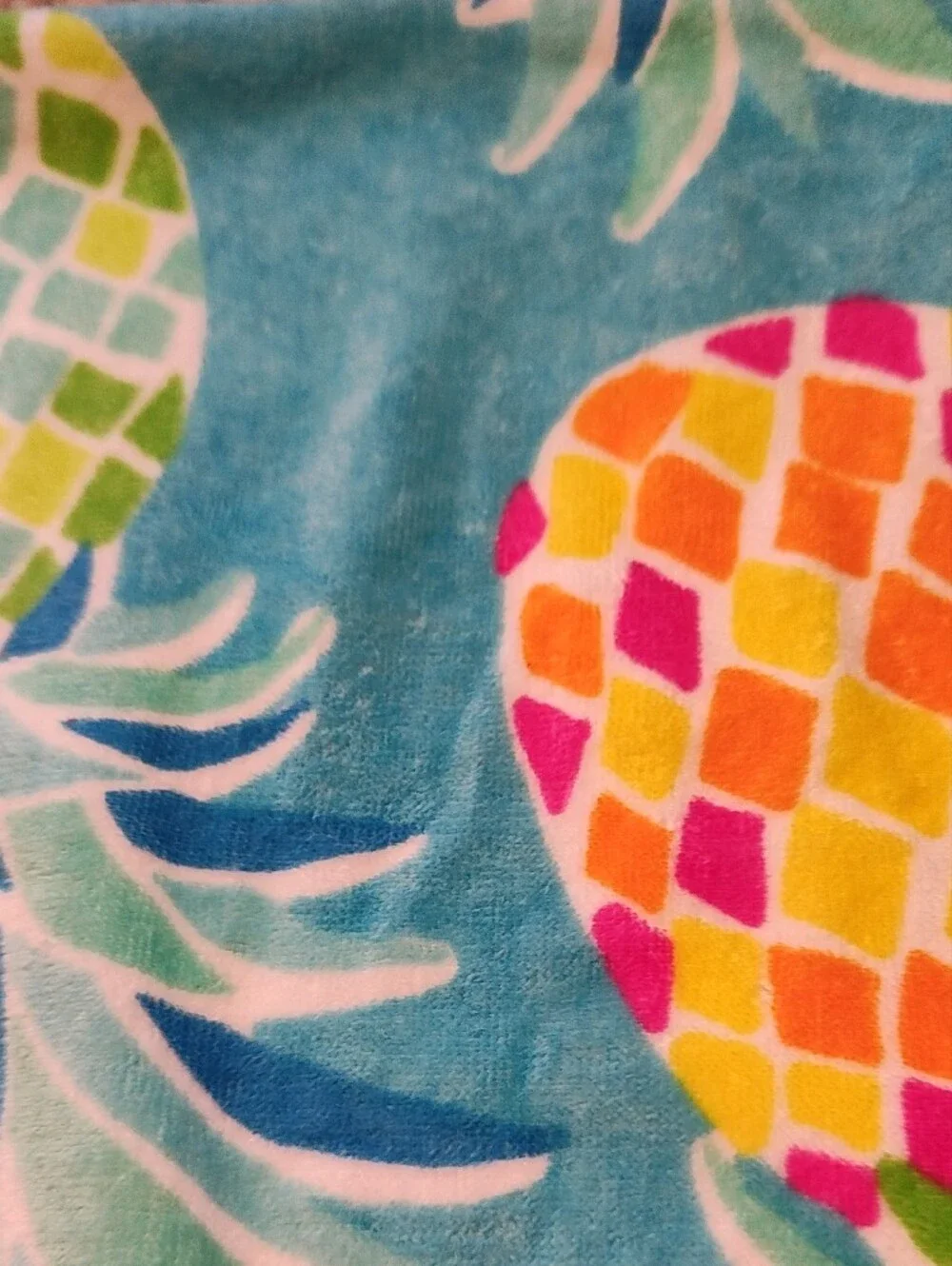 Together Multicolor Pineapple Print Blue Beach Towel